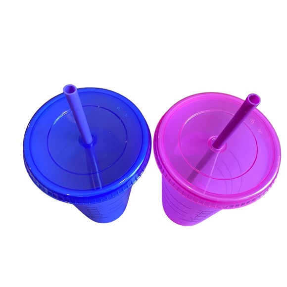Starbucks 24oz Purple Cold Cups Set of 2 w/ Lids & Straws - Picture 3 of 4